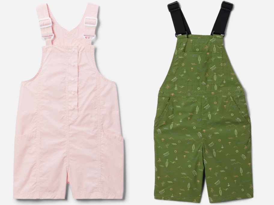 pink and green kids overalls 