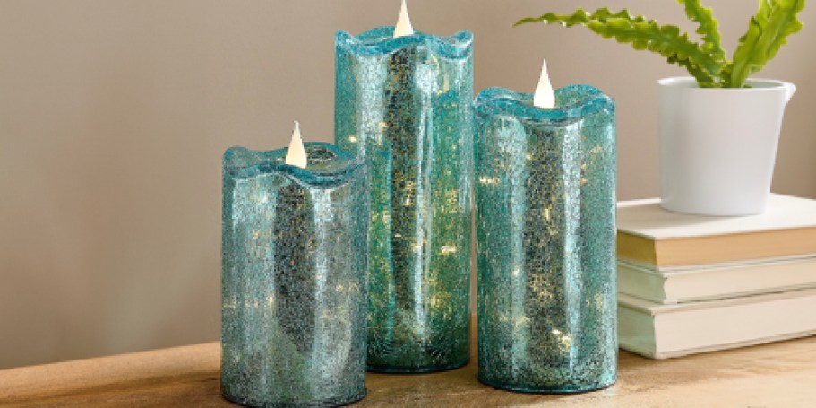 Crackle Glass Candles 3-Piece Set from $35.48 Shipped on QVC.com (Reg. $60)