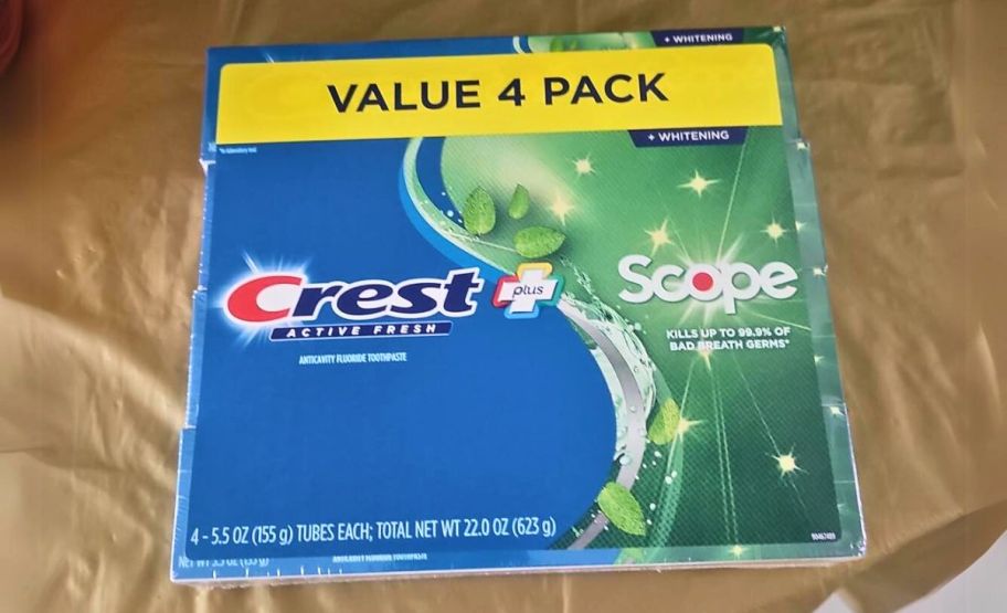 a 4 pack of crest plus whitening toothpaste