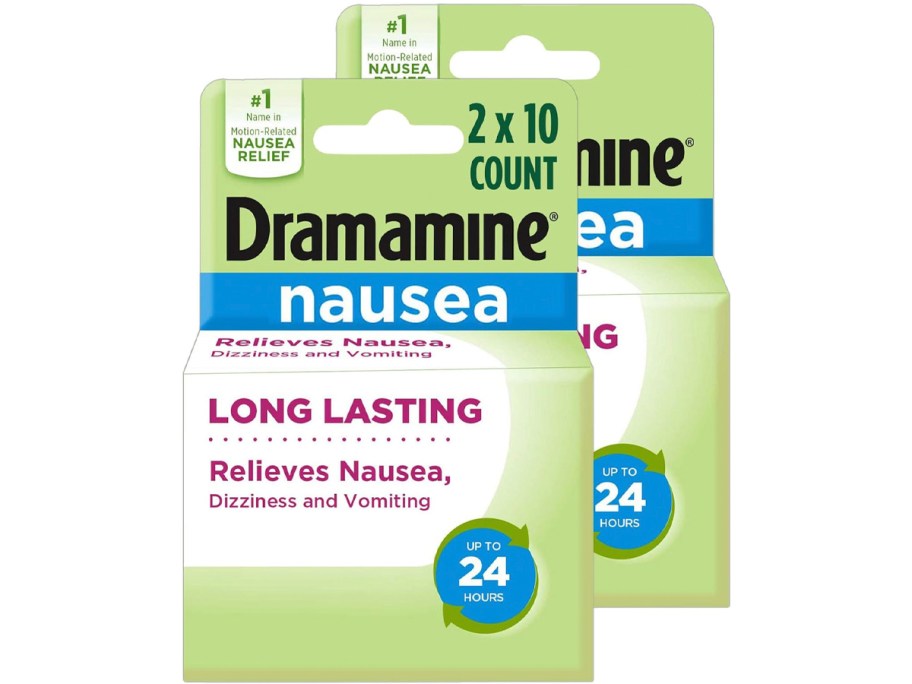 two dramamine nausea relief boxes 