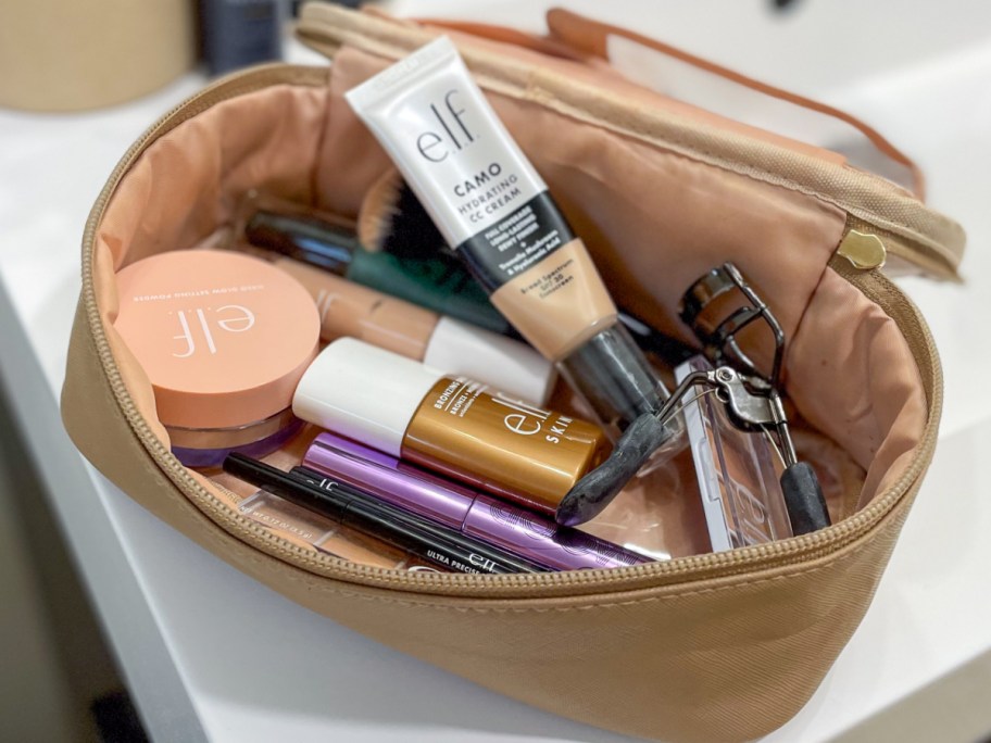 makeup bag full of e.l.f. cosmetics makeup