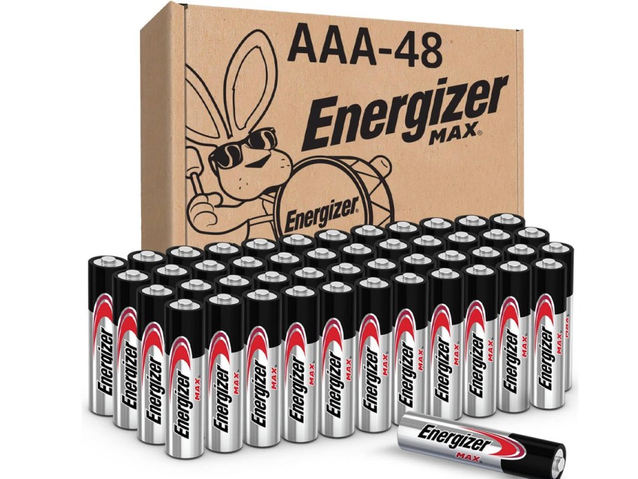 48 count energizer batteries with box behind it 