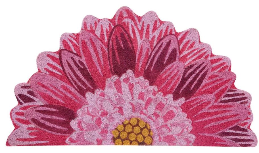 Mainstays Pink Flower-Shaped Half Circle Coir Mat stock image