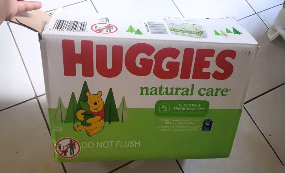 a large box of huggies natural care baby wipes