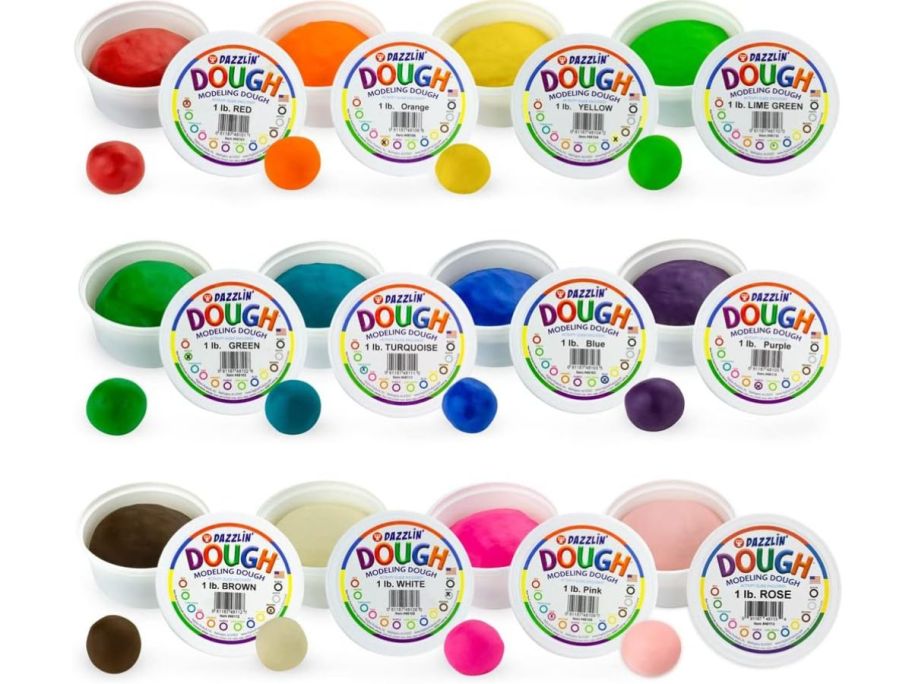  Hygloss Kids Unscented Dazzling’ Modeling Play Dough, 1 Lb. of Twelve Assorted Colors, 12 Pounds Total stock image