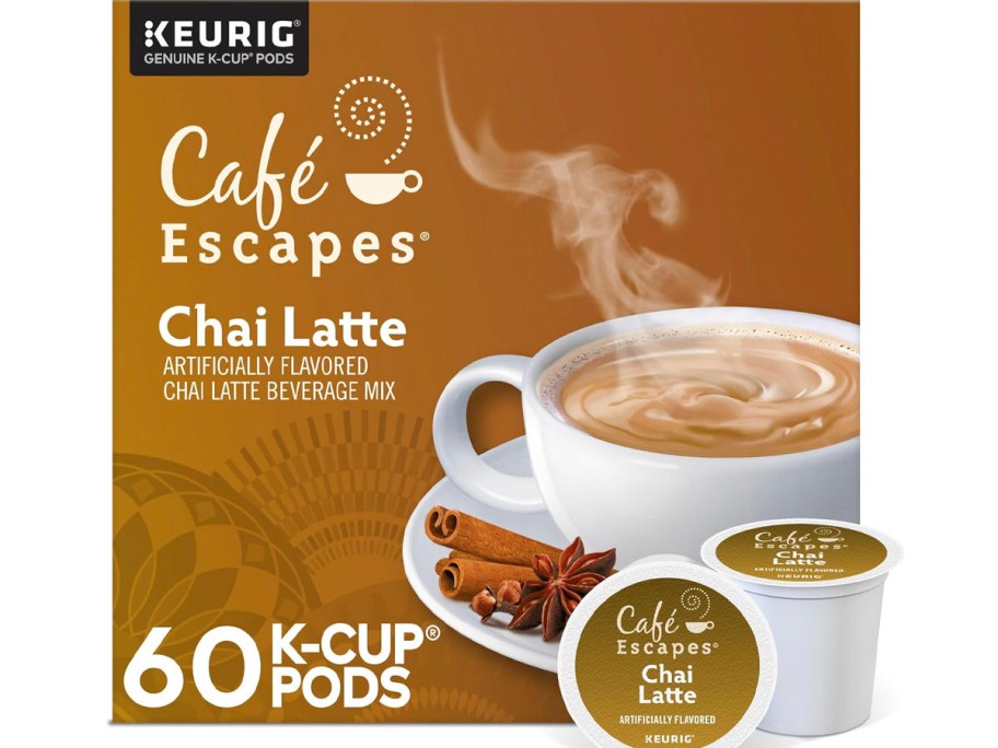 keurig cafe escapes chai latte k cups 60 count box