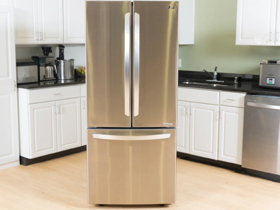 stainless steel lg refrigerator in kitchen 