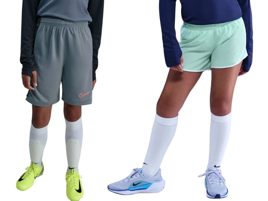 two kids wearing nike shorts