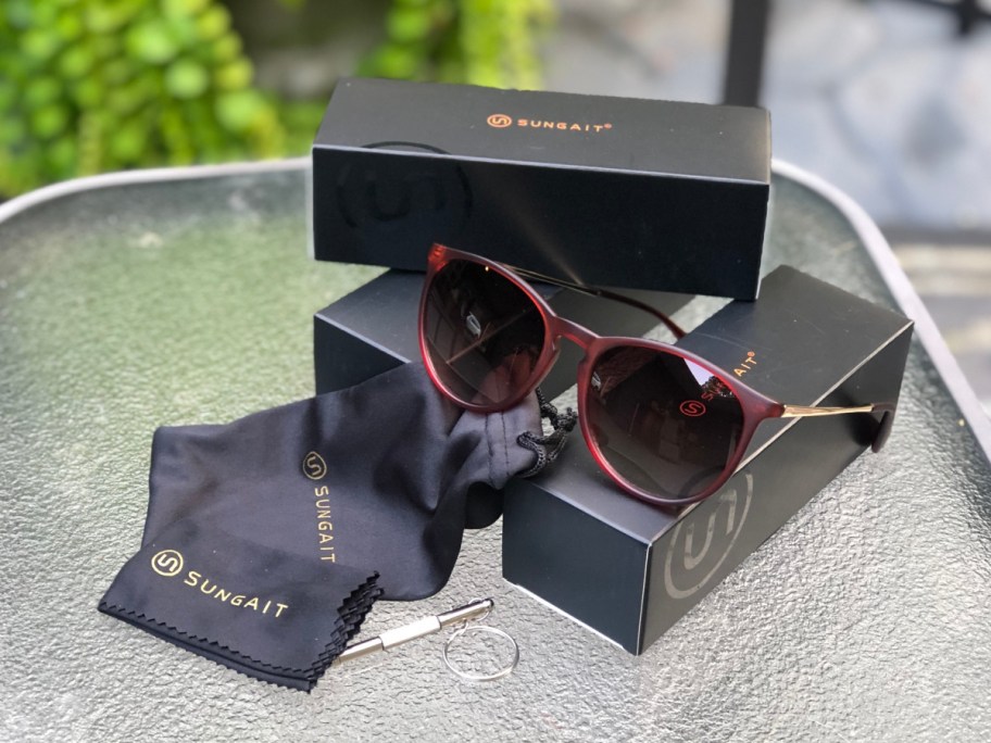 one Sungait sunglasses displayed with 3 boxes