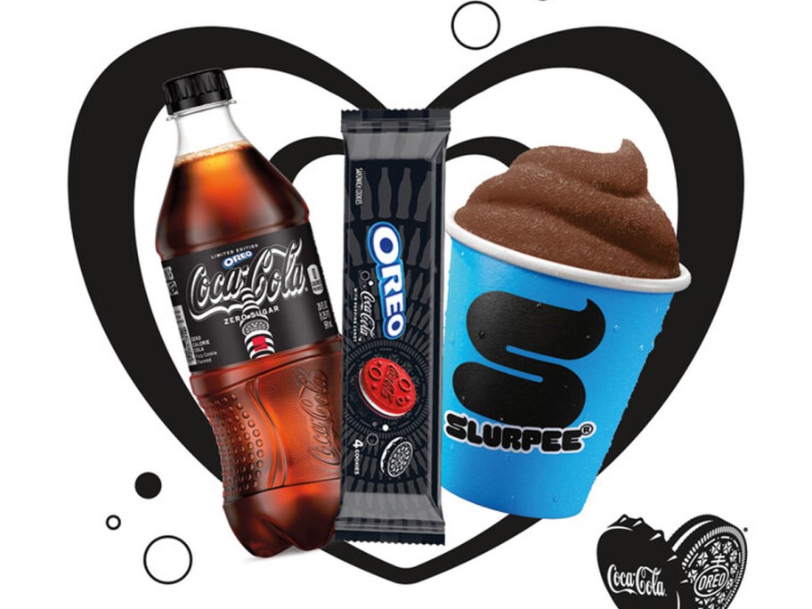 oreo coke slurpee, cookies, and drink 