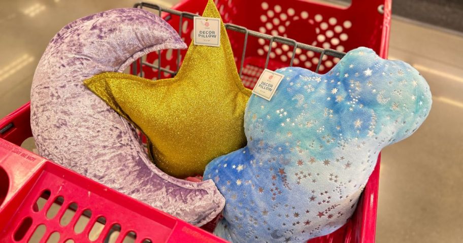 Bullseye's Playground moon, star, and cloud pillows in cart in store