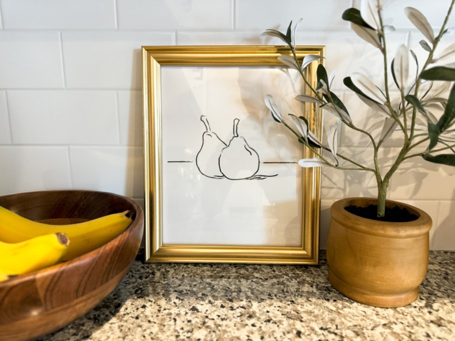 pear minimalist printable in gold frame