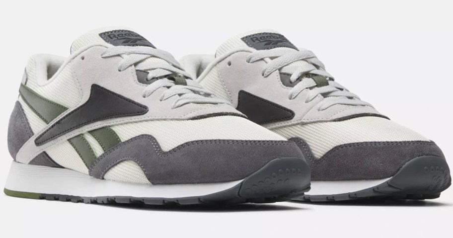 gray and white reebok mens shoes