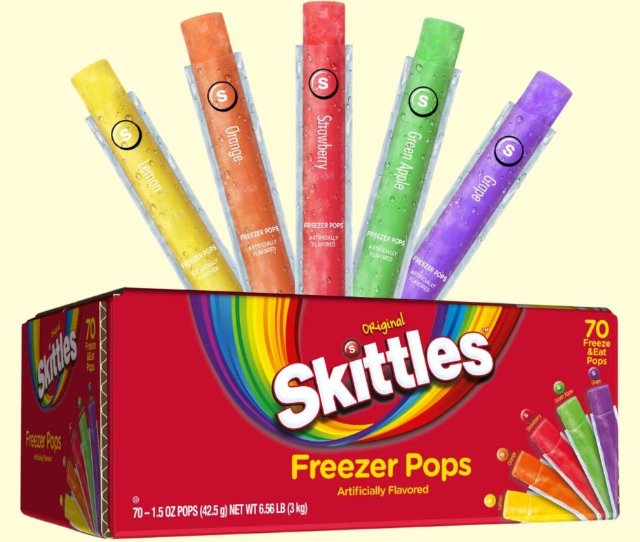 skittles ice pops box shown with included varieties