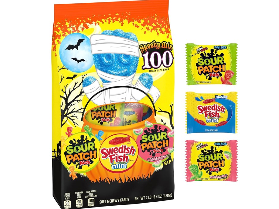 halloween swedish fish and sour patch kids candy bag