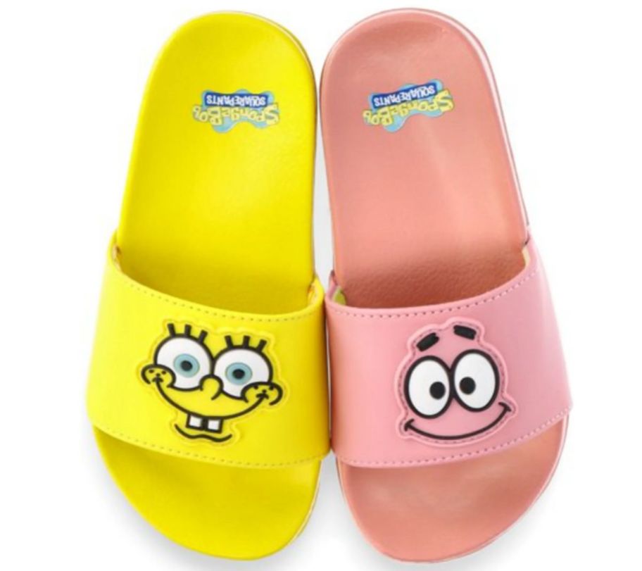 a pair of spongebob & patrick boys slides
