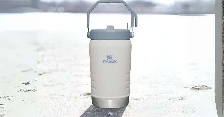 Stanley IceFlow Stainless Steel Jug w/ Straw 40oz in Fog on beach