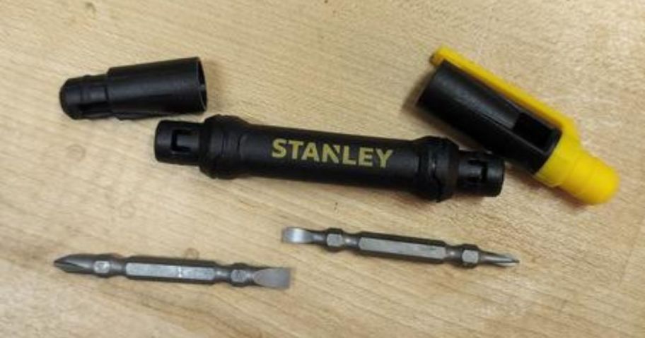 Stanley 4-Way Pen Screw Driver showing parts on table