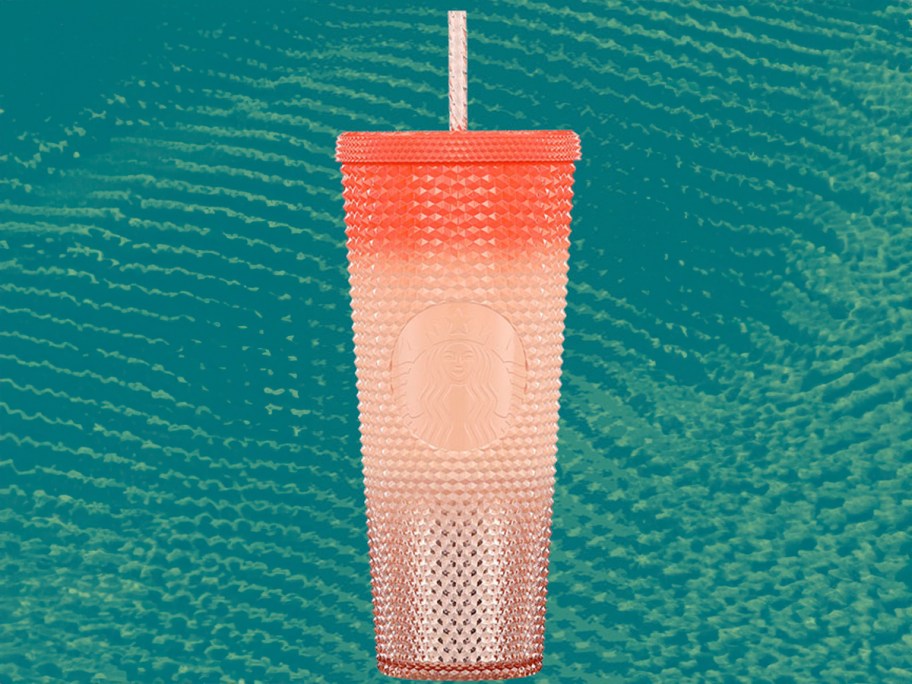 peach bling starbucks tumbler