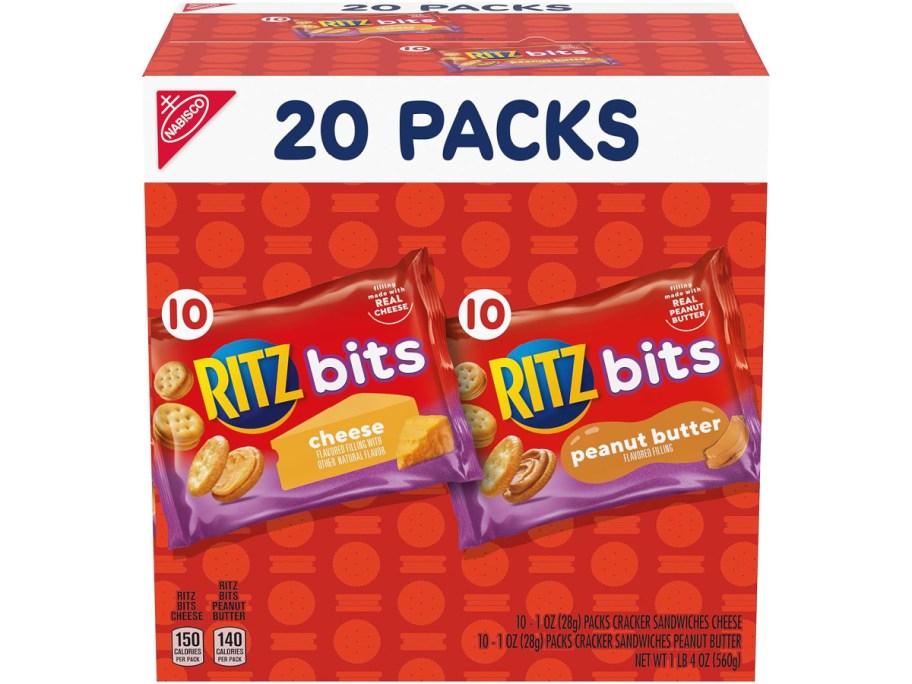 stock image of RITZ Bits Cheese and RITZ Bits Peanut Butter Cracker Sandwiches 20 Count Variety Pack