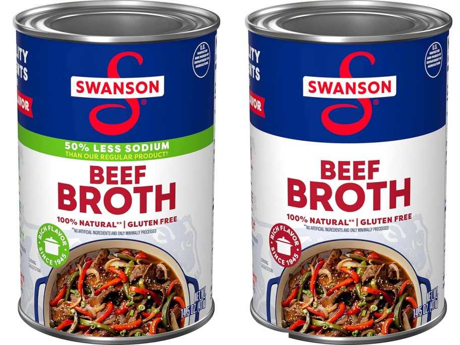 two cans of swanson beef broth
