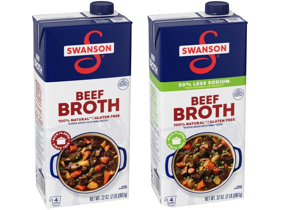 two swanson beef broth cartons 