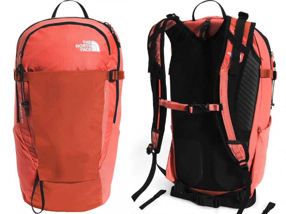 the north face orange daypack front and back image