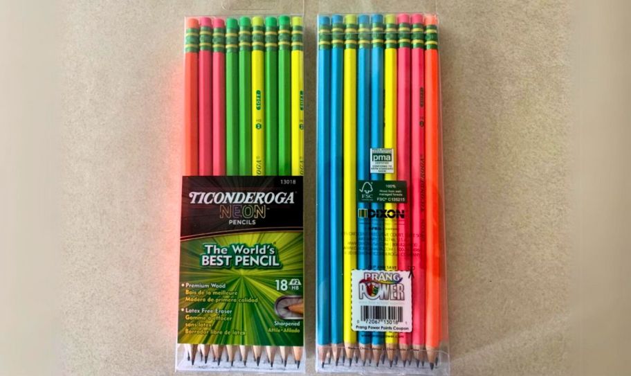 2 18 count packs of ticonderoga neon pencils