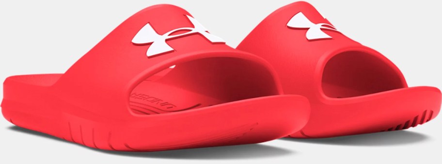 red and white ua under amour slides