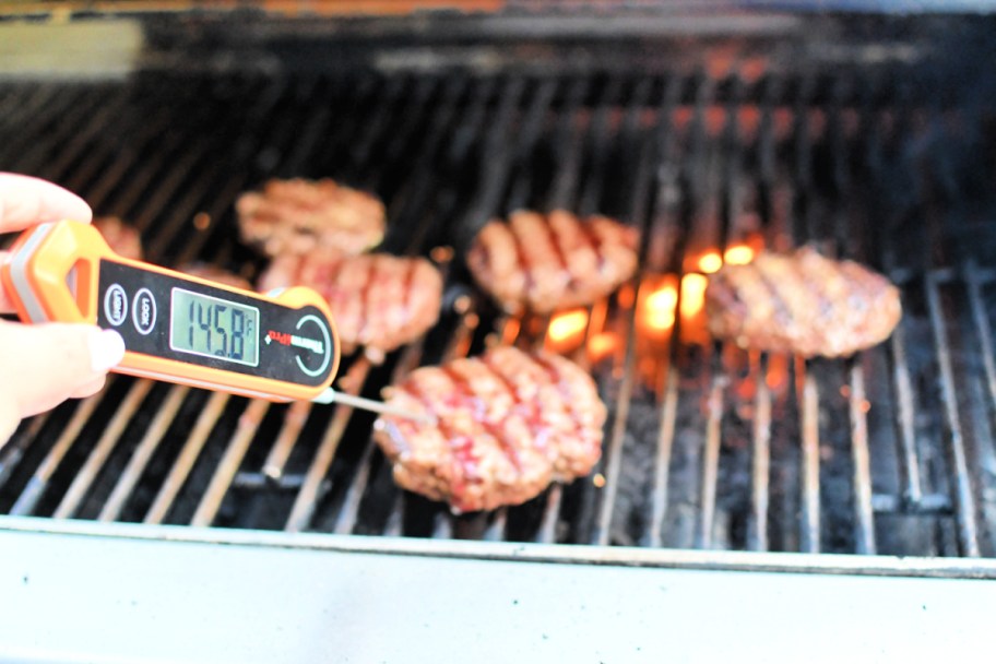 using a meat thermometer to grill burgers