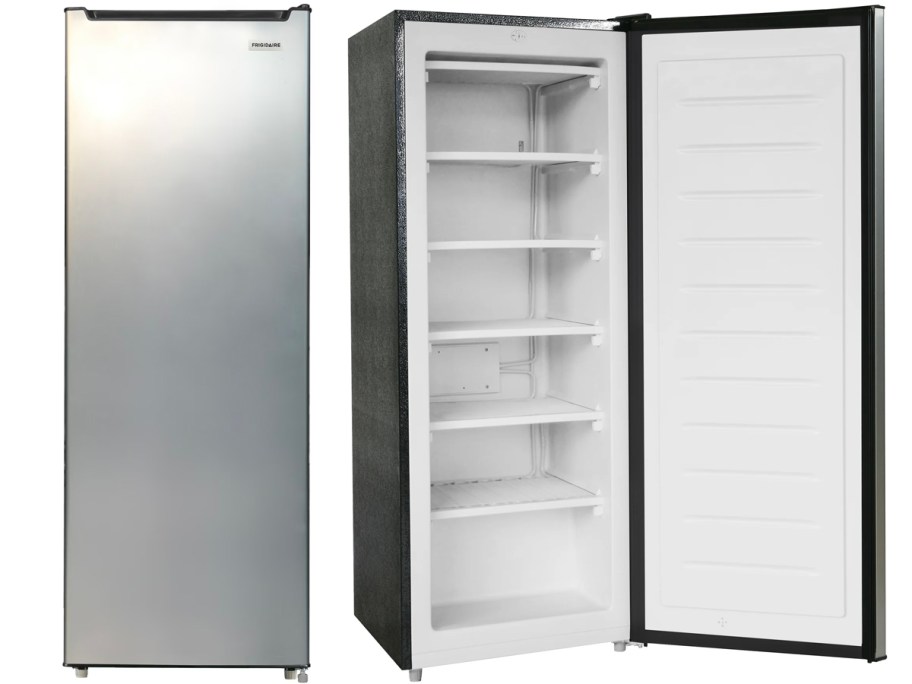 stainless steel freezer closed and open 