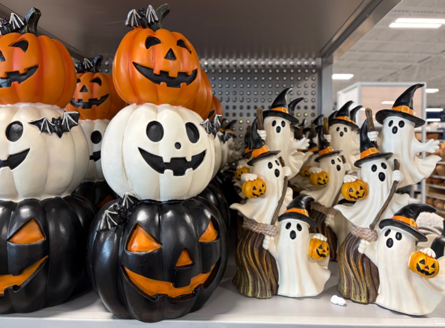 Stacked Jack-o-Lanterns and Stacked Ghosts Porch Decor