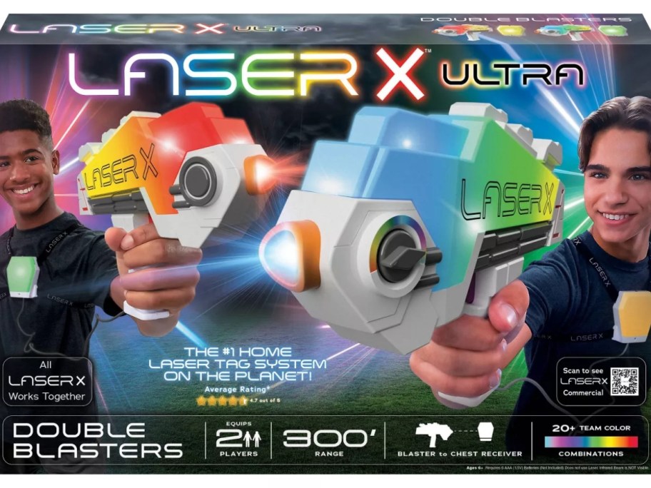 box with Laser X Ultra Double Blasters in it