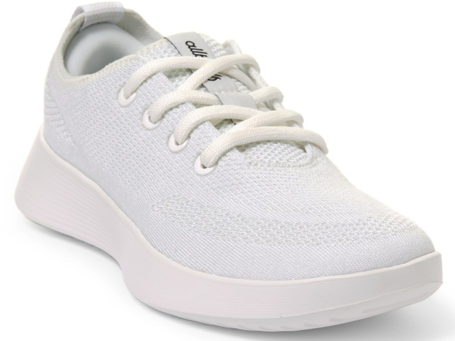 pair of solid white women's allbirds sneakers