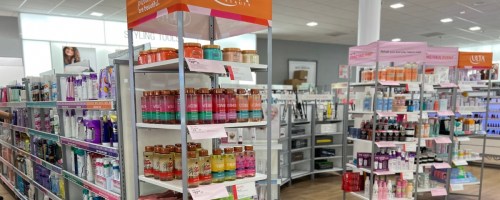 inside of an ULTA store, shelves with beauty and skincare items