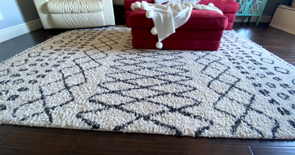black and white geometric area rug