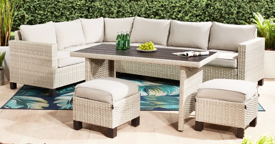 50% Off Walmart Patio Furniture | Wicker Outdoor Sectional Dining Set $497 Shipped (Reg. $1,017)