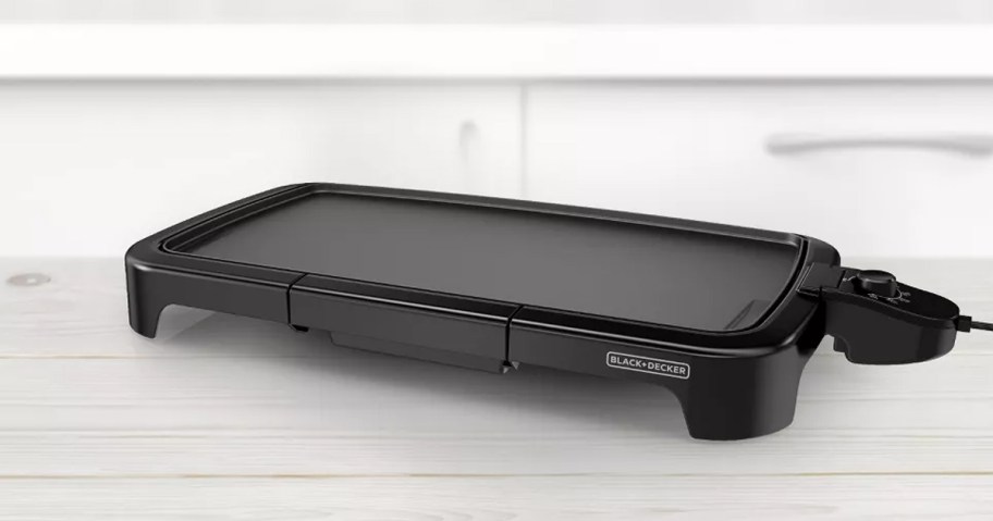black electric griddle on counter