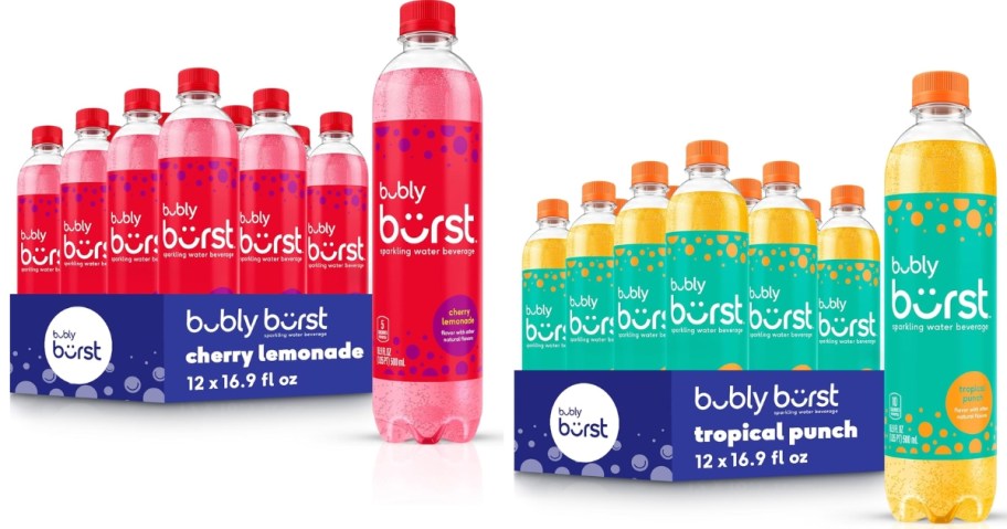 bubly burst 16.9oz Bottle 12-Pack in Cherry Lemonade and Tropical Punch