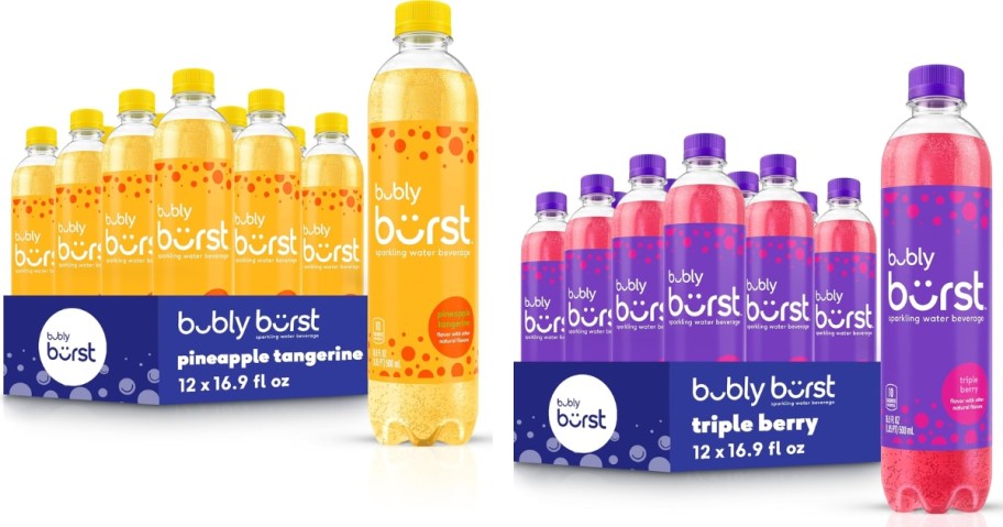 bubly burst 16.9oz Bottle 12-Pack in Pineapple Tangerine and Triple Berry