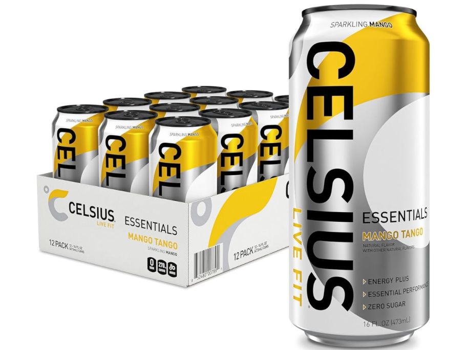 CELSIUS Essential Energy Drink 12oz Cans 12-Pack in Mango Tango