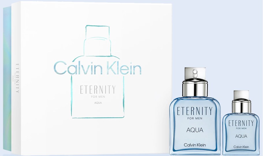 Calvin Klein Men's Eternity Aqua cologne gift set with large and small bottles