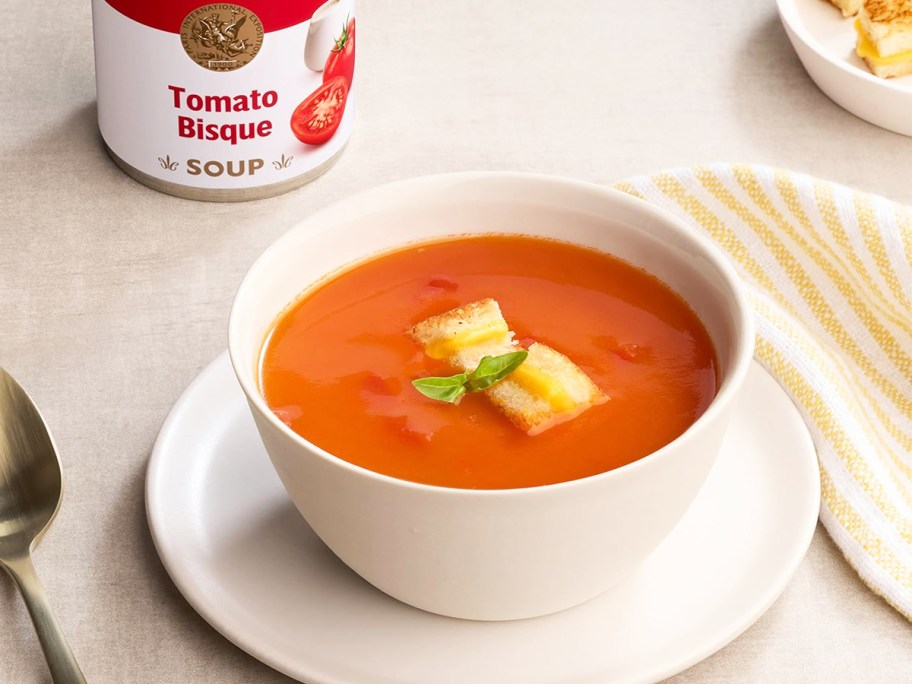 bowl of Campbell's Condensed Tomato Bisque soup