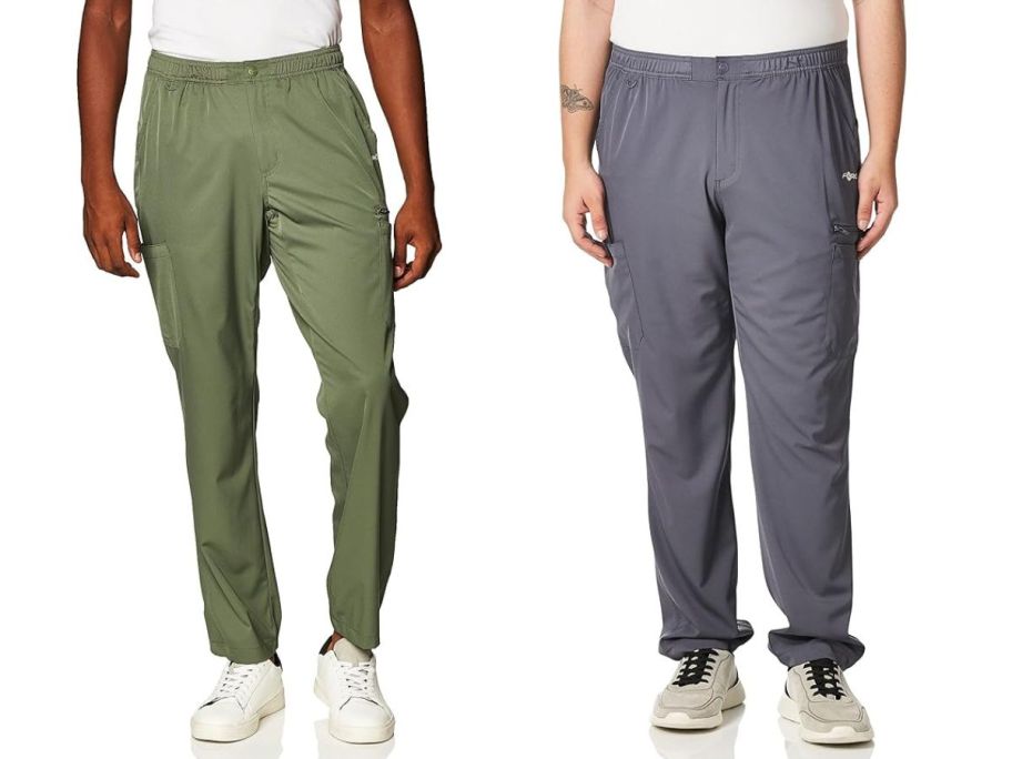 two men wearing Carhartt Men's Athletic Cargo Pant in Olive and pewter