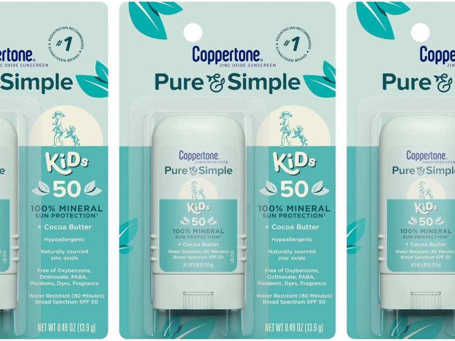 3 bottles of Coppertone Pure & Simple Kid's 50 SPF