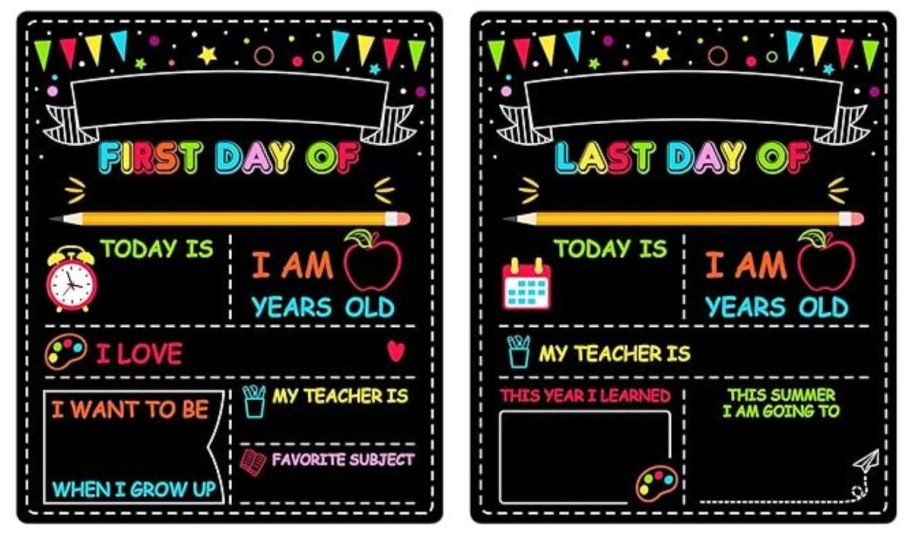 Double-Sided First & Last Day of School Chalkboard Board stock image