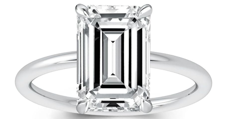 A Solitaire Elongated Emerald Cut Ring