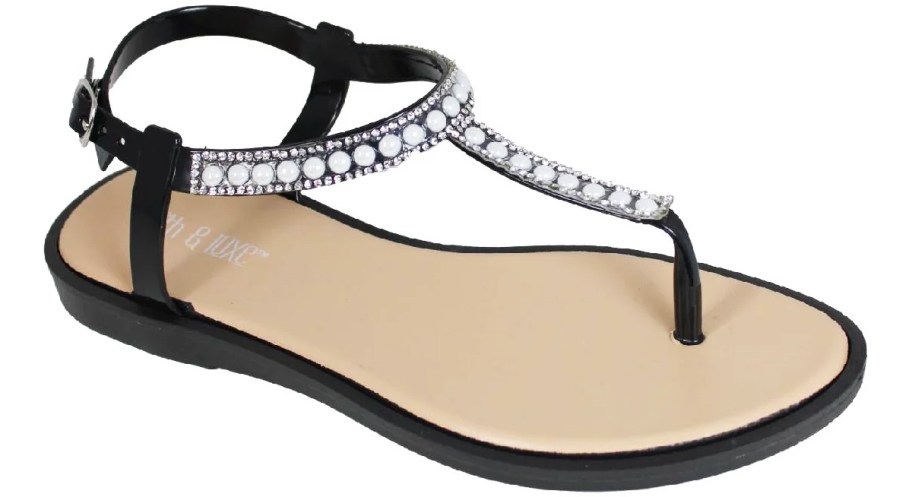 black pearl t-strap sandal