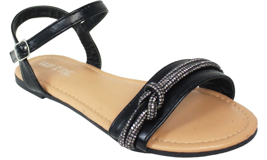 black rhinestone knot sandal