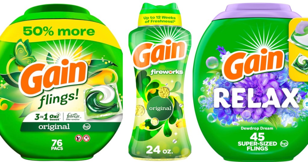 gain laundry detergent bottles side by side